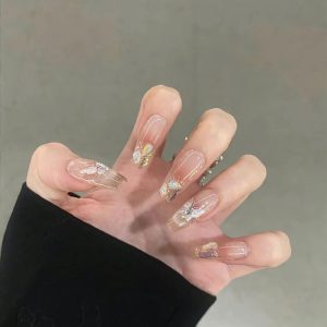 Nail Art – Crystal Butterfly Nude Design